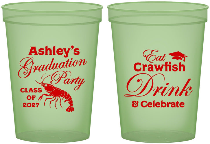 Custom Graduation 16 oz Glow In The Dark Cups - Class Of 2027 Crawfish Boil | 130000