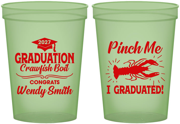 Custom Graduation 16 oz Glow In The Dark Cups - Class Of 2027 Crawfish Boil | 130001