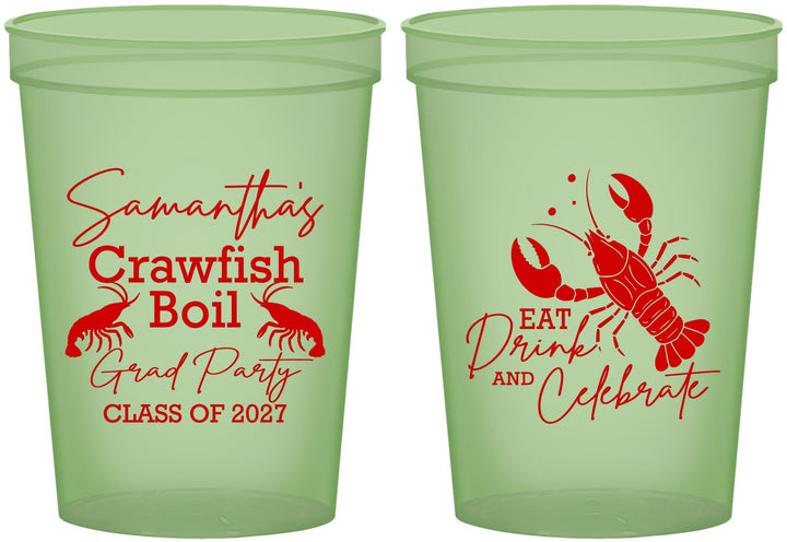 Custom Graduation 16 oz Glow In The Dark Cups - Class Of 2027 Crawfish Boil | 130002