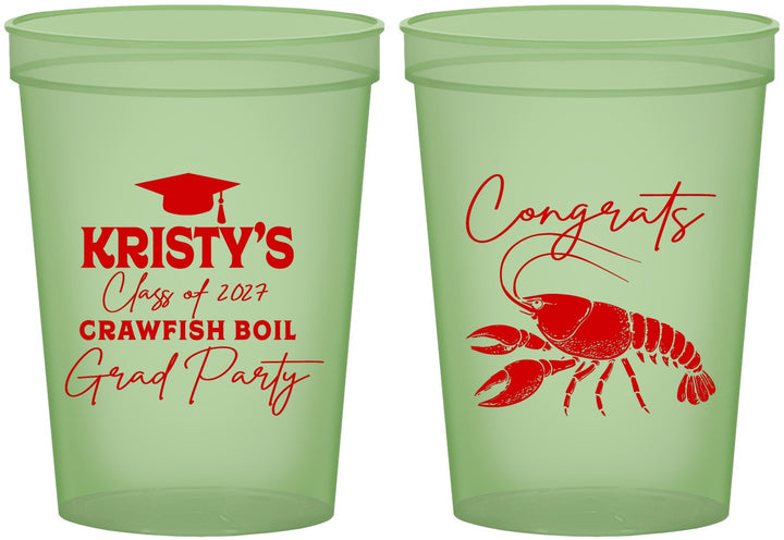 Custom Graduation 16 oz Glow In The Dark Cups - Class Of 2027 Crawfish Boil | 130003