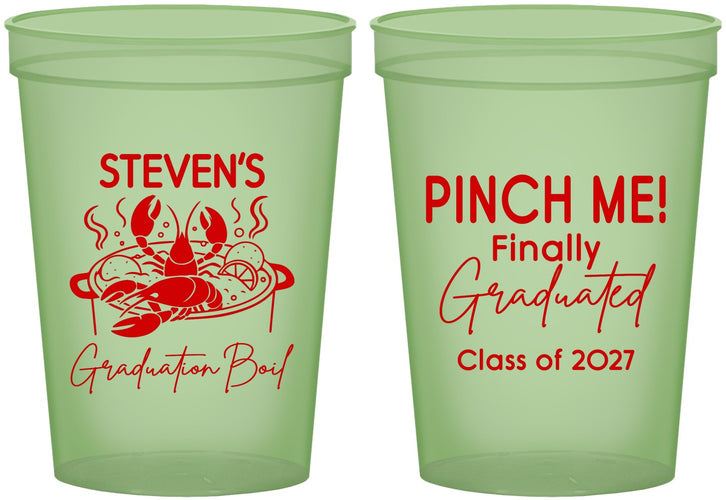 Custom Graduation 16 oz Glow In The Dark Cups - Class Of 2027 Crawfish Boil | 130004