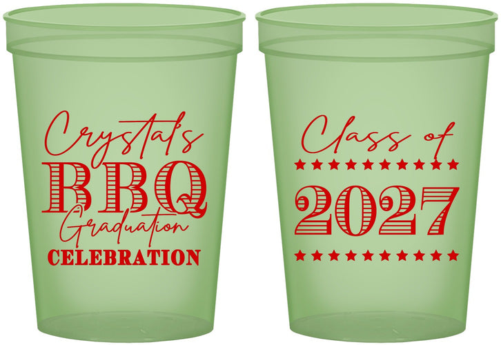 Custom Graduation 16 oz Glow In The Dark Cups - Class Of 2027 Bbq | 130005