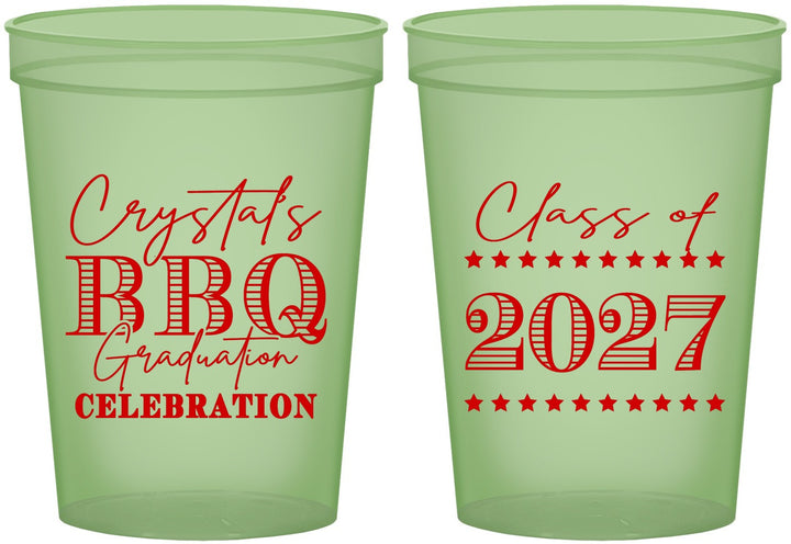 Custom Graduation 16 oz Glow In The Dark Cups - Class Of 2027 Bbq | 130005