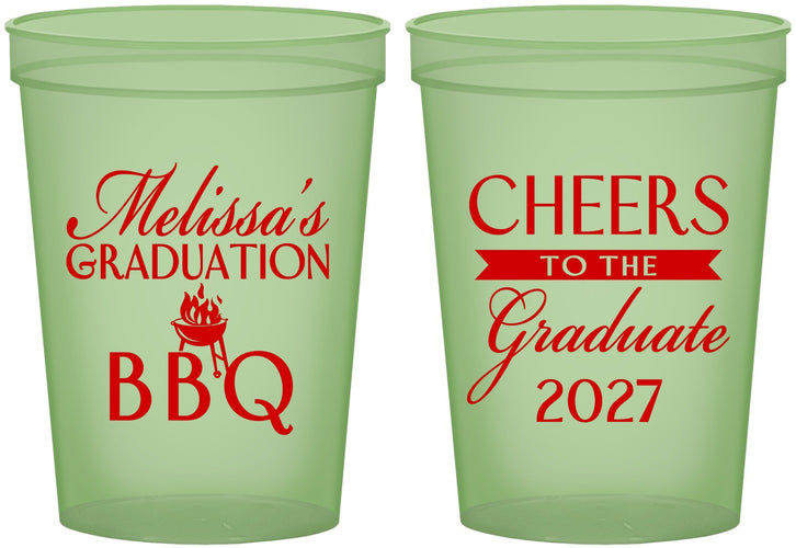 Custom Graduation 16 oz Glow In The Dark Cups - Class Of 2027 Bbq | 130006