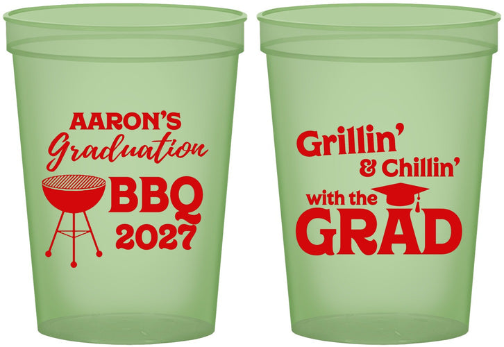 Custom Graduation 16 oz Glow In The Dark Cups - Class Of 2027 Bbq | 130007