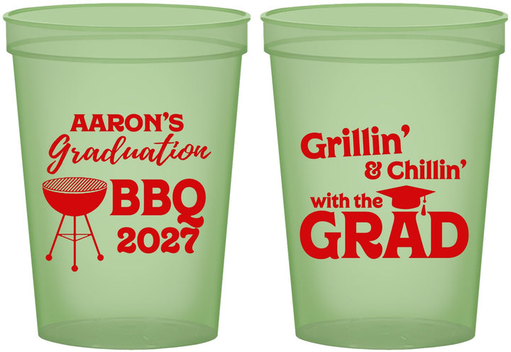Custom Graduation 16 oz Glow In The Dark Cups - Class Of 2027 Bbq | 130007
