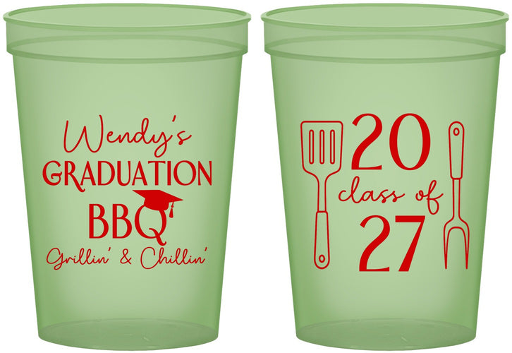 Custom Graduation 16 oz Glow In The Dark Cups - Class Of 2027 Bbq | 130008
