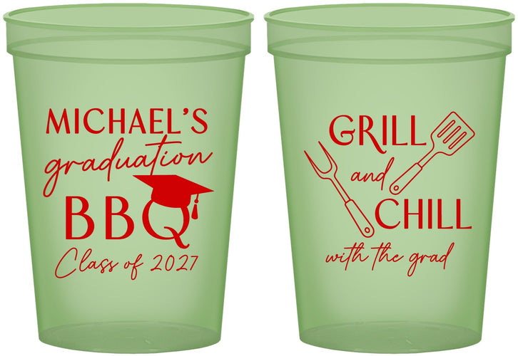 Custom Graduation 16 oz Glow In The Dark Cups - Class Of 2027 Bbq | 130009