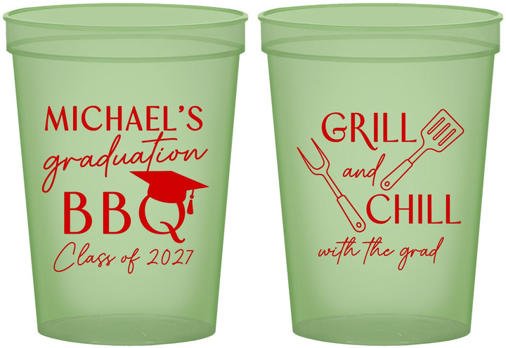 Custom Graduation 16 oz Glow In The Dark Cups - Class Of 2027 Bbq | 130009