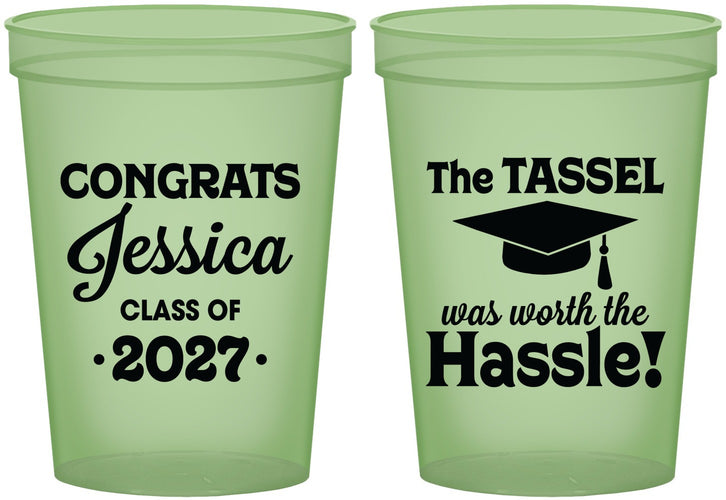Custom Graduation 16 oz Glow In The Dark Cups - Class Of 2027 Tassel Hassel | 130012