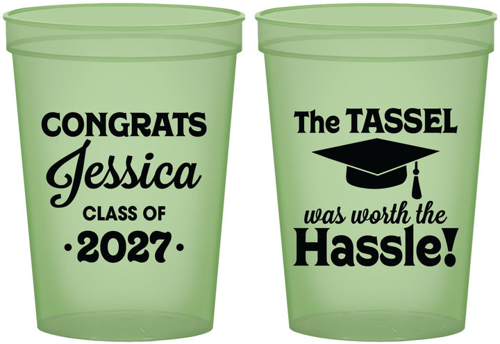 Custom Graduation 16 oz Glow In The Dark Cups - Class Of 2027 Tassel Hassel | 130012