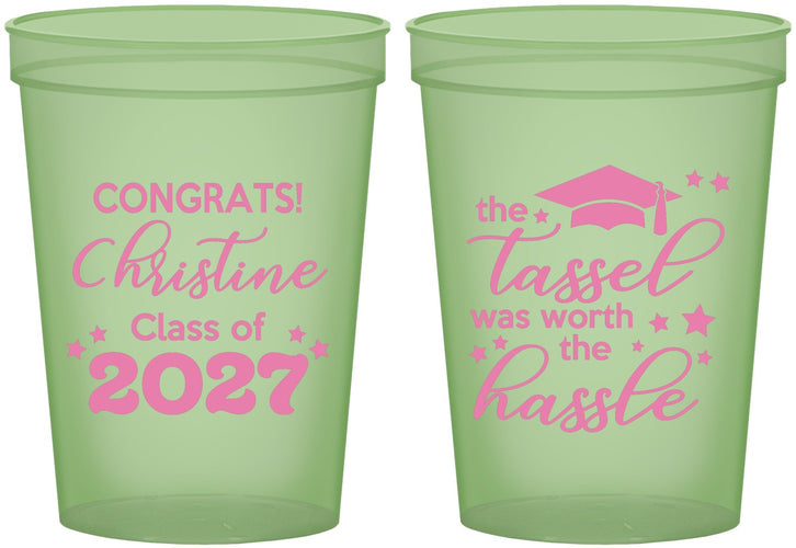 Custom Graduation 16 oz Glow In The Dark Cups - Class Of 2027 Tassel Hassel | 130013