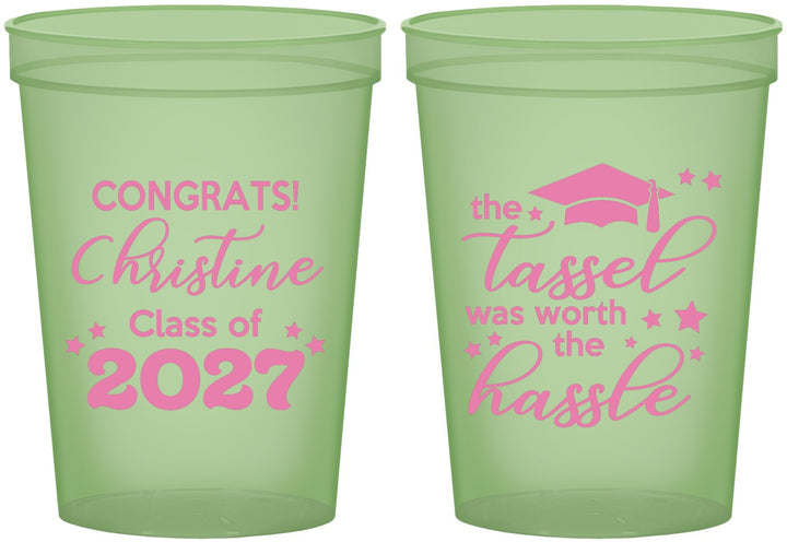 Custom Graduation 16 oz Glow In The Dark Cups - Class Of 2027 Tassel Hassel | 130013