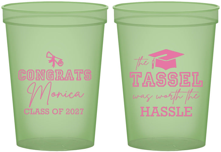 Custom Graduation 16 oz Glow In The Dark Cups - Class Of 2027 Tassel Hassel | 130014