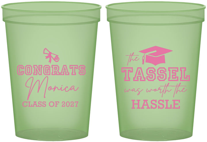 Custom Graduation 16 oz Glow In The Dark Cups - Class Of 2027 Tassel Hassel | 130014