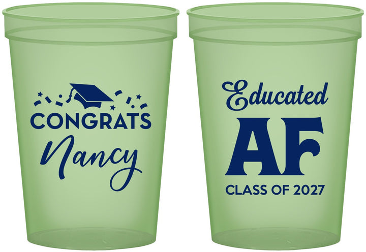 Custom Graduation 16 oz Glow In The Dark Cups - Class Of 2027 Educated Af | 130016