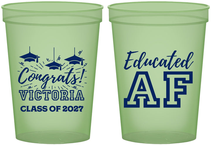 Custom Graduation 16 oz Glow In The Dark Cups - Class Of 2027 Educated Af | 130017