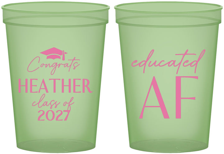 Custom Graduation 16 oz Glow In The Dark Cups - Class Of 2027 Educated Af | 130019