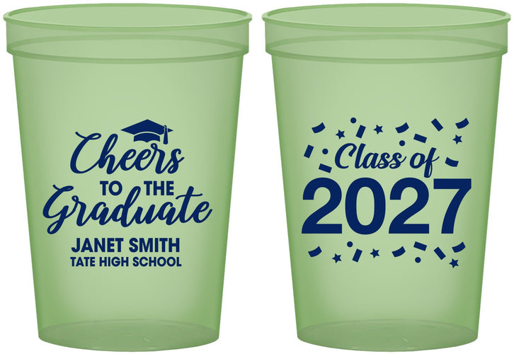 Custom Graduation 16 oz Glow In The Dark Cups - Class Of 2027 Cheers Graduate | 130021