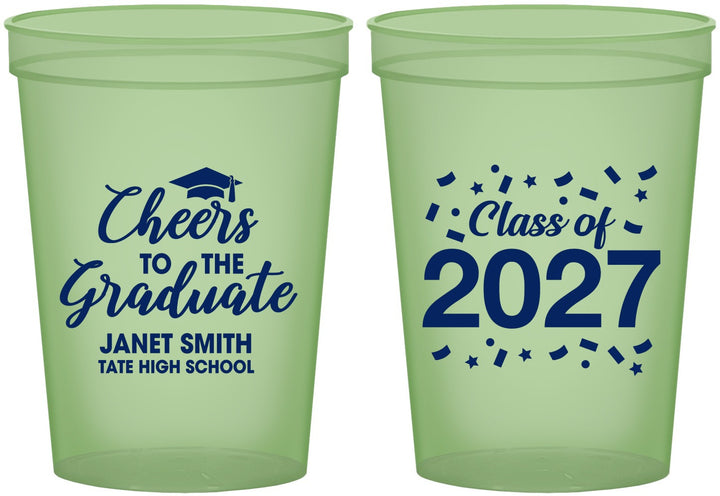Custom Graduation 16 oz Glow In The Dark Cups - Class Of 2027 Cheers Graduate | 130021