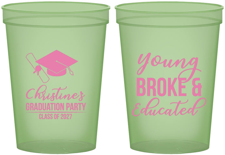 Custom Graduation 16 oz Glow In The Dark Cups - Class Of 2027 Young Broke | 130026