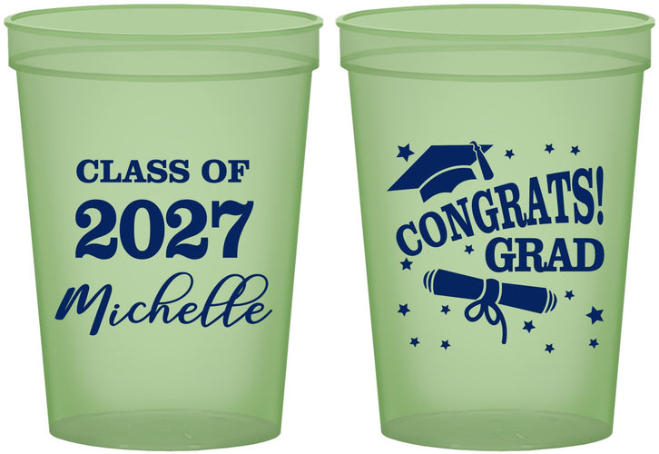 Custom Graduation 16 oz Glow In The Dark Cups - Class Of 2027 Congrats | 130027