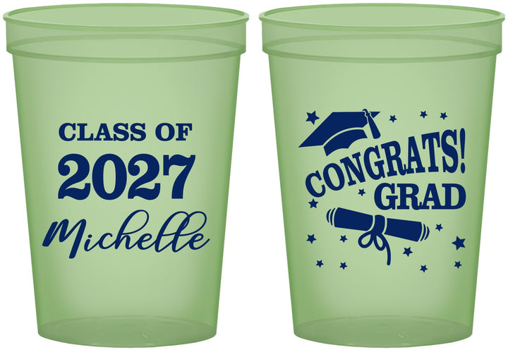 Custom Graduation 16 oz Glow In The Dark Cups - Class Of 2027 Congrats | 130027
