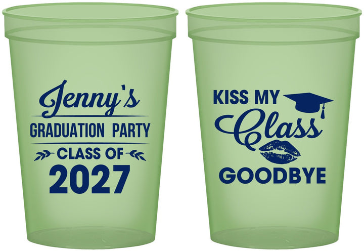 Custom Graduation 16 oz Glow In The Dark Cups - Class Of 2027 Kiss Class Goodbye | 130028