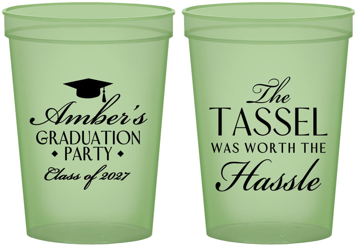 Custom Graduation 16 oz Glow In The Dark Cups - Class Of 2027 Tassel Hassel | 130030