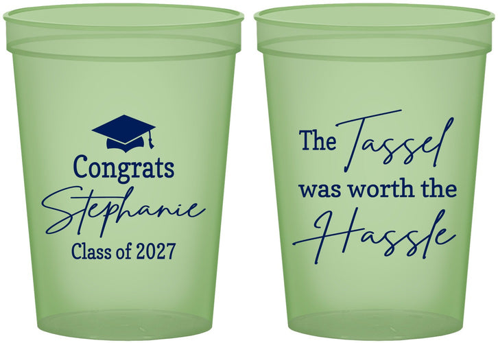 Custom Graduation 16 oz Glow In The Dark Cups - Class Of 2027 Tassel Hassel | 130031