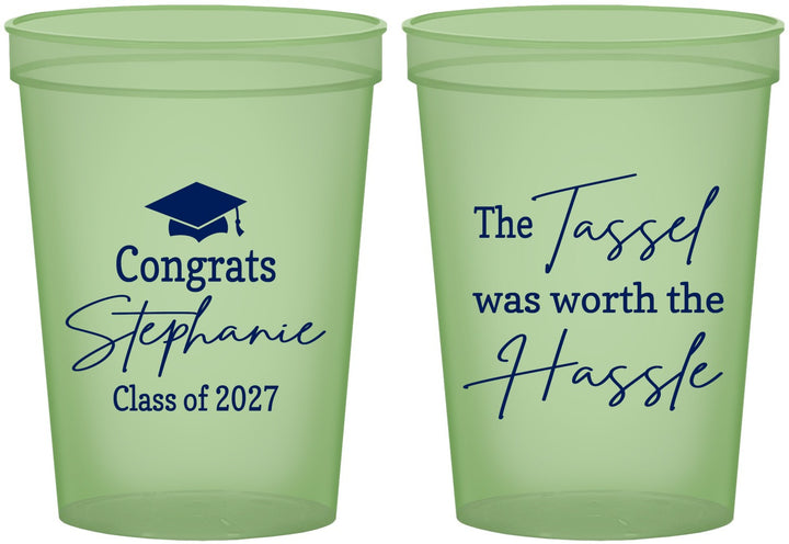 Custom Graduation 16 oz Glow In The Dark Cups - Class Of 2027 Tassel Hassel | 130031