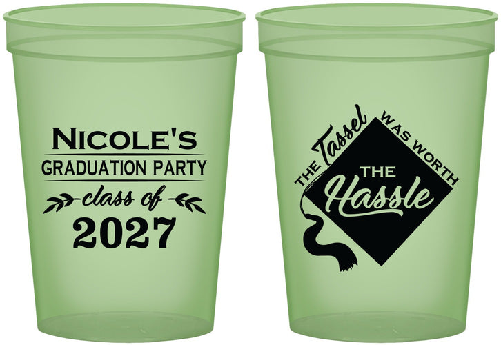 Custom Graduation 16 oz Glow In The Dark Cups - Class Of 2027 Tassel Hassel | 130032