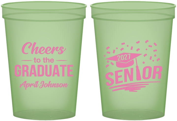 Custom Graduation 16 oz Glow In The Dark Cups - Class Of 2027 Cheers Graduate | 130035