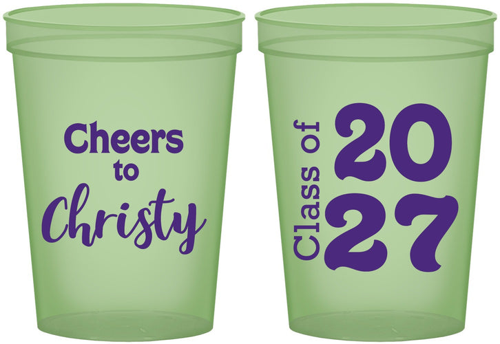 Custom Graduation 16 oz Glow In The Dark Cups - Class Of 2027 Cheers | 130037