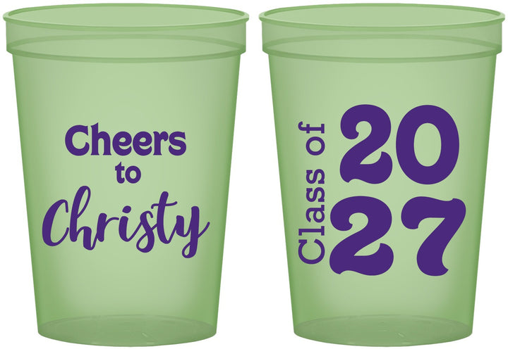 Custom Graduation 16 oz Glow In The Dark Cups - Class Of 2027 Cheers | 130037