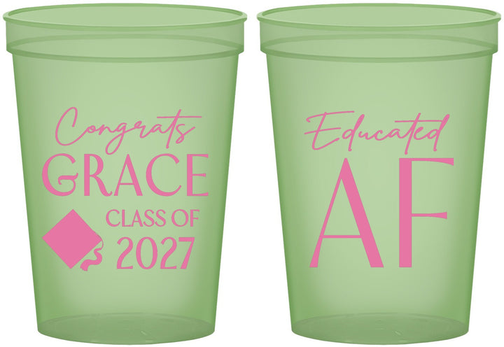 Custom Graduation 16 oz Glow In The Dark Cups - Class Of 2027 Educated Af | 130040