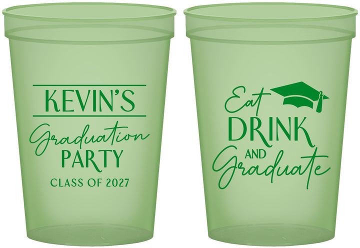 Custom Graduation 16 oz Glow In The Dark Cups - Class Of 2027 Eat Drink Graduate | 130043
