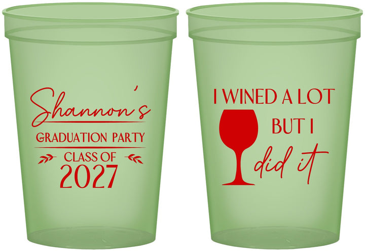 Custom Graduation 16 oz Glow In The Dark Cups - Class Of 2027 Wined A Lot | 130044