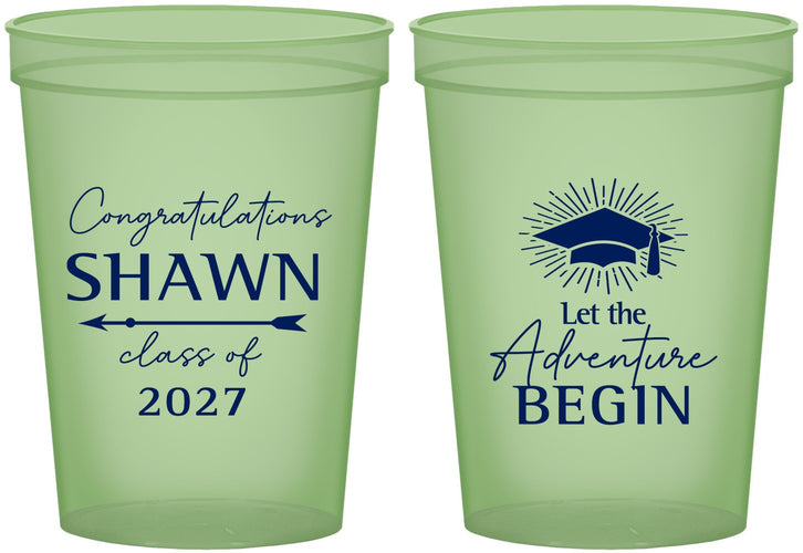 Custom Graduation 16 oz Glow In The Dark Cups - Class Of 2027 Adventure Begin | 130048