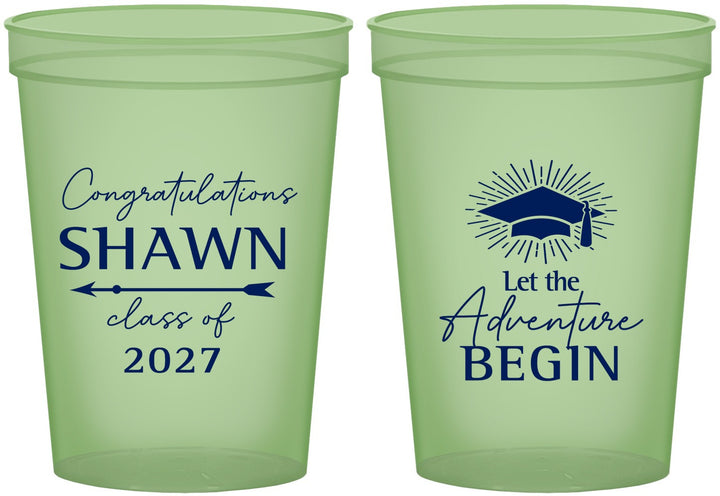 Custom Graduation 16 oz Glow In The Dark Cups - Class Of 2027 Adventure Begin | 130048