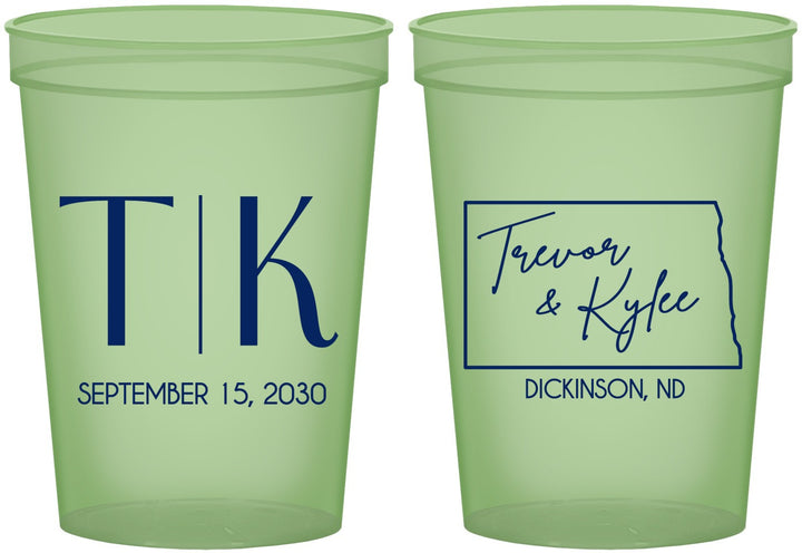 Custom Wedding 16 oz Glow In The Dark Cups - North Dakota | 133