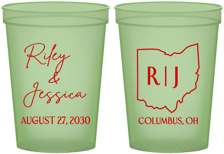 Custom Wedding 16 oz Glow In The Dark Cups - Ohio | 134