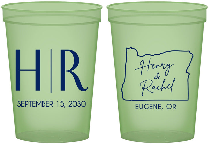 Custom Wedding 16 oz Glow In The Dark Cups - Oregon | 136