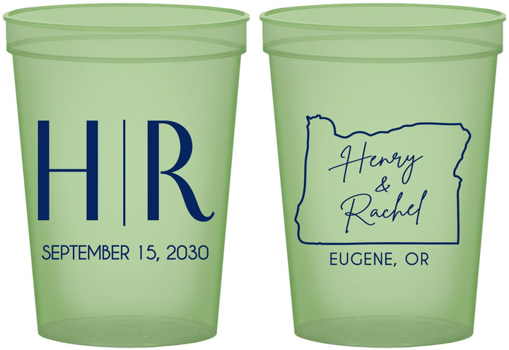 Custom Wedding 16 oz Glow In The Dark Cups - Oregon | 136