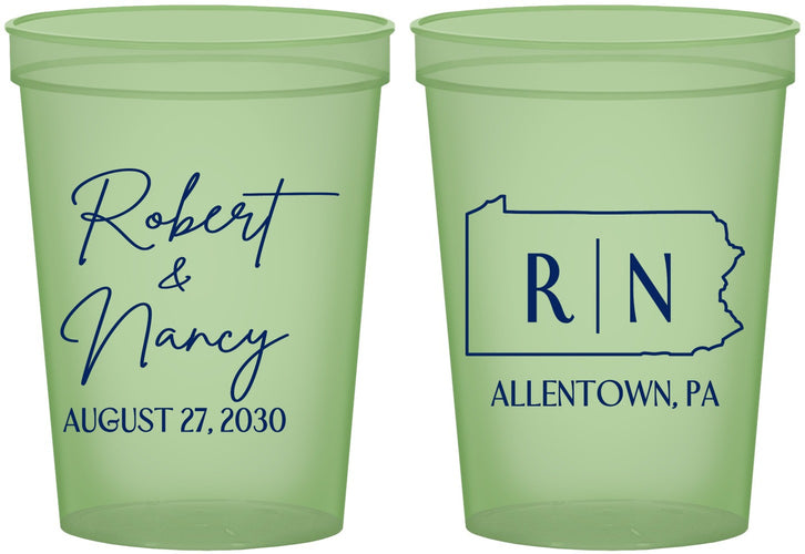 Custom Wedding 16 oz Glow In The Dark Cups - Pennsylvania | 137