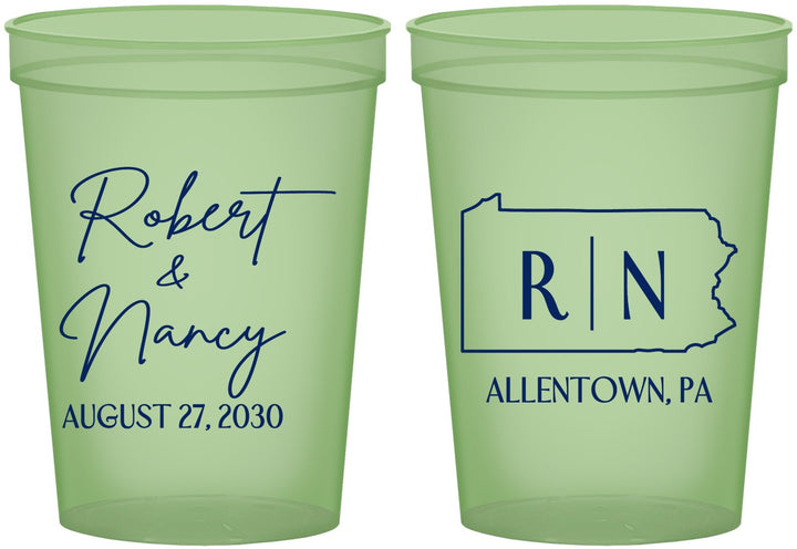 Custom Wedding 16 oz Glow In The Dark Cups - Pennsylvania | 137