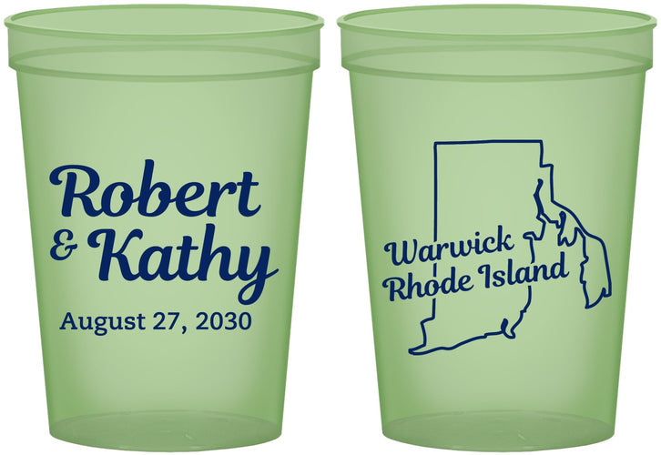 Custom Wedding 16 oz Glow In The Dark Cups - Rhode Island | 138