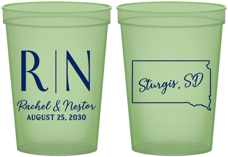 Custom Wedding 16 oz Glow In The Dark Cups - South Dakota | 140