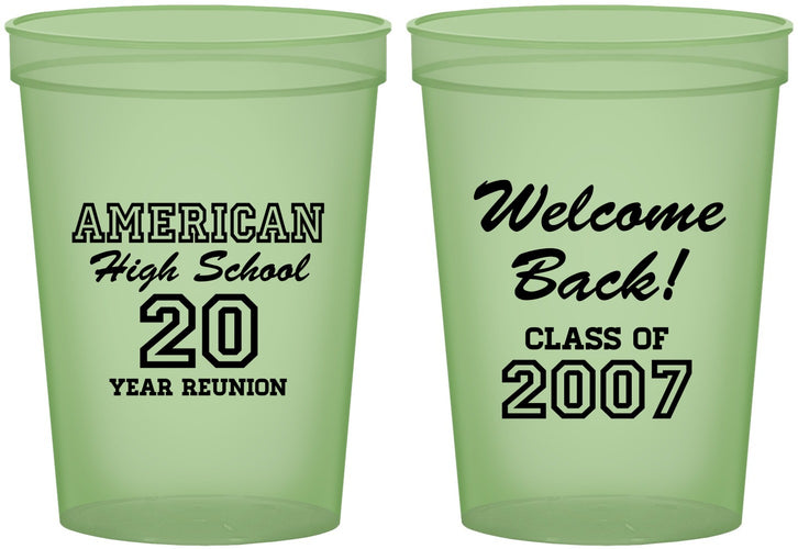 Custom Class Reunion 16 oz Glow In The Dark Cups - Class Of 2007 20 Year | 140001