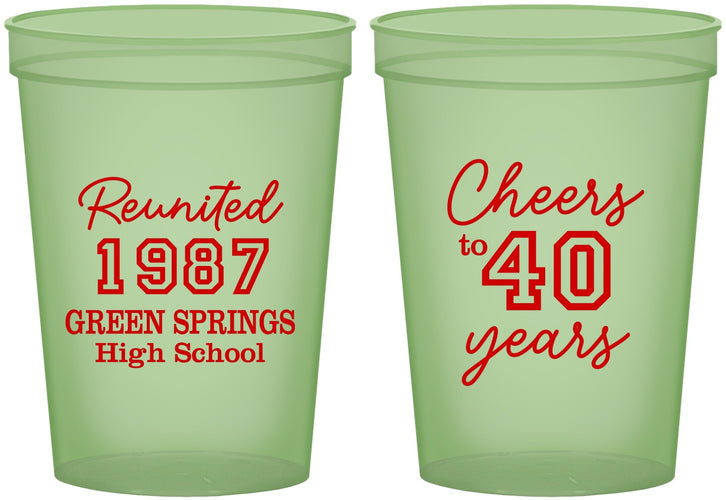 Custom Class Reunion 16 oz Glow In The Dark Cups - Class Of 1987 40 Year | 140003
